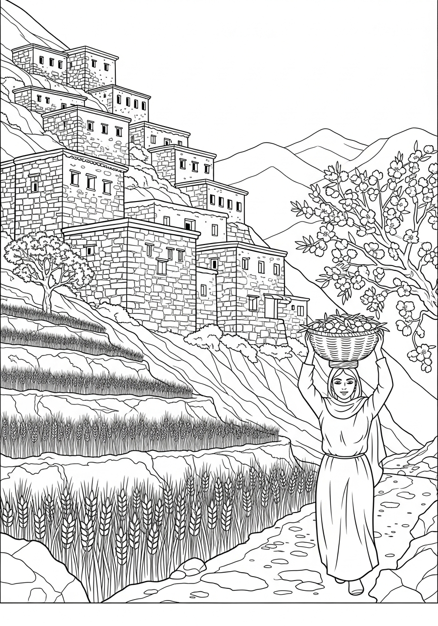Berber village coloring page preview