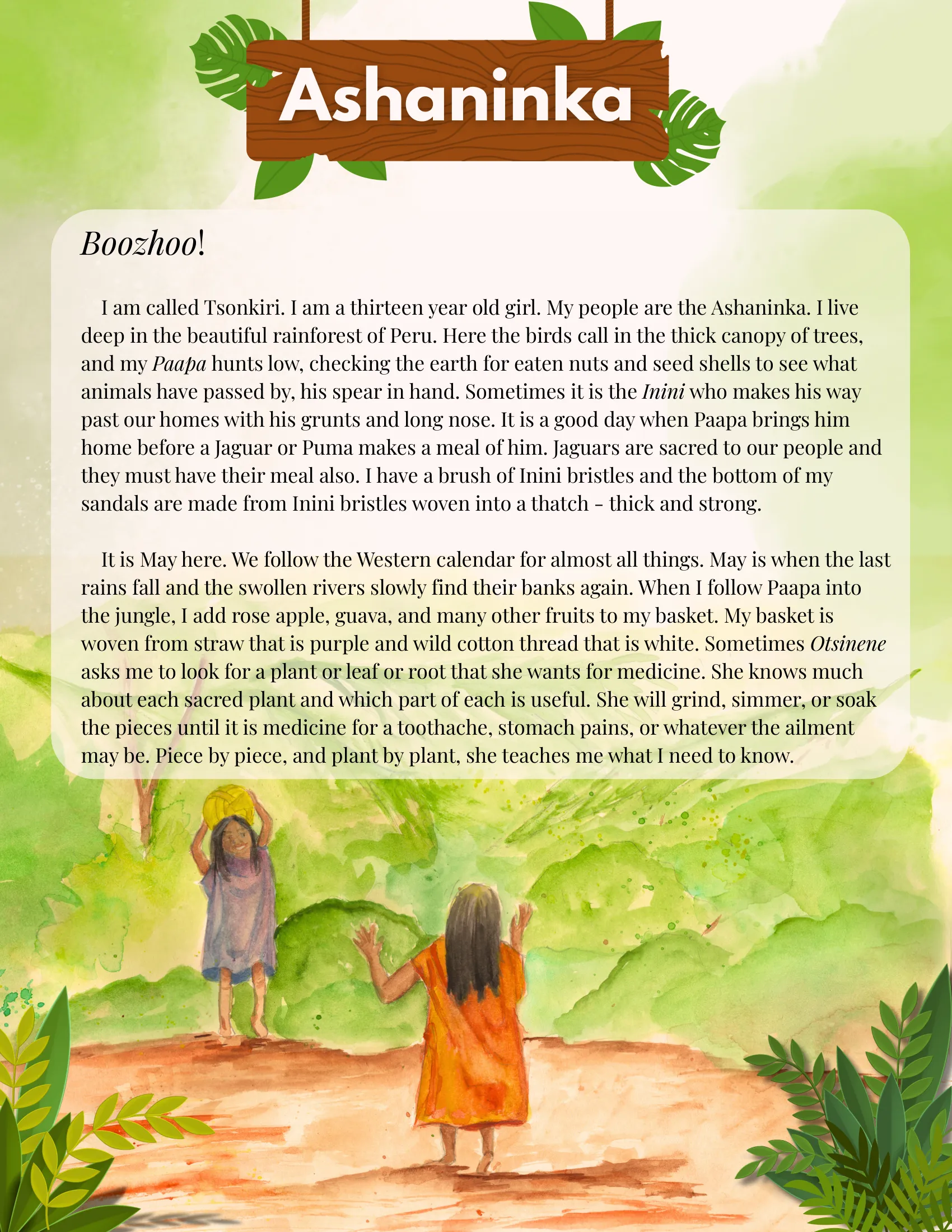 Wonder Letters Ashaninka illustration page 1